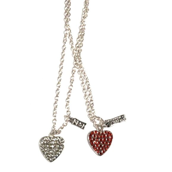 Dazzling Silver Tone, Red Heart Best Friend Necklace - Teen Women's Jewelry - Picture 1 of 8